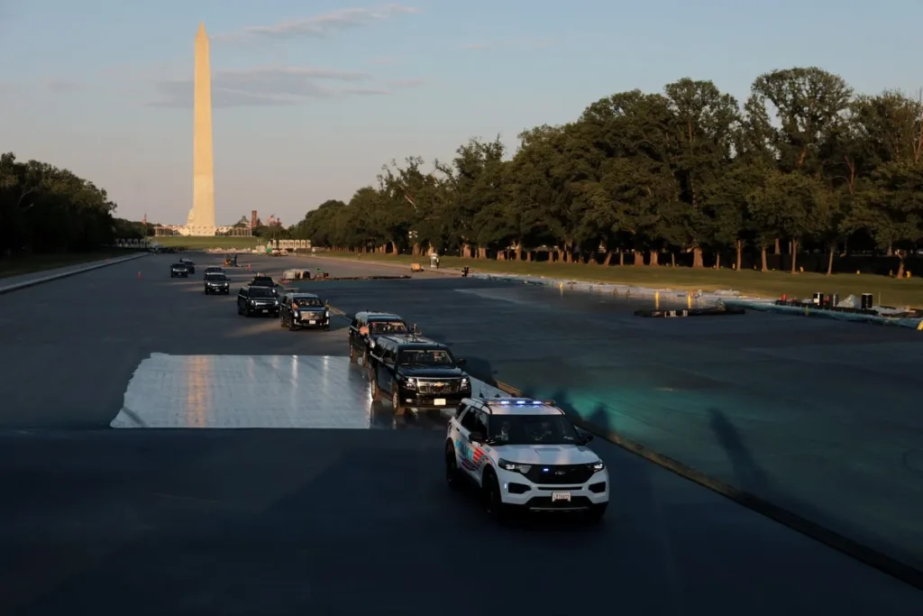 Trump Motorcade Cruises Reflecting Pool for Renovation Verify
