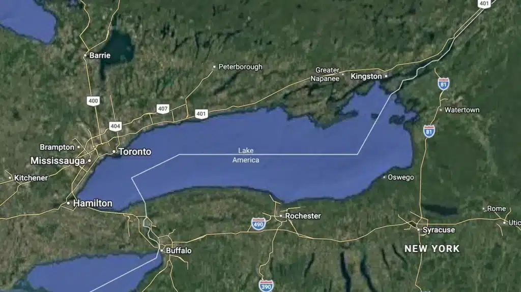 Google Maps Renames Lake Ontario to Lake America for U.S. Customers